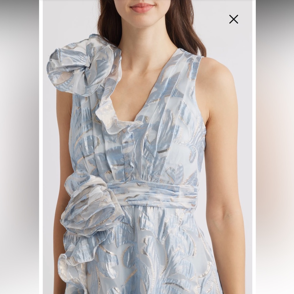 NWT Tahari ASL Floral Jacquard Metallic Midi/Maxi Dress 12 - Picture 7 of 12